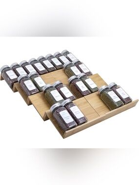 Bamboo Tiered Spice Rack Organizer - Natural